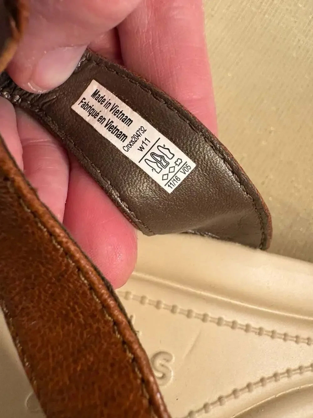 Crocs Brown Leather Slingback Wedge Sandals